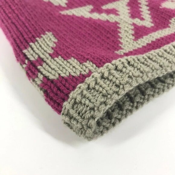 LOUIS VUITTON M72768 Monogram Snood Grand Floor Neck Warmer Scarf wool purple - Picture 8 of 16